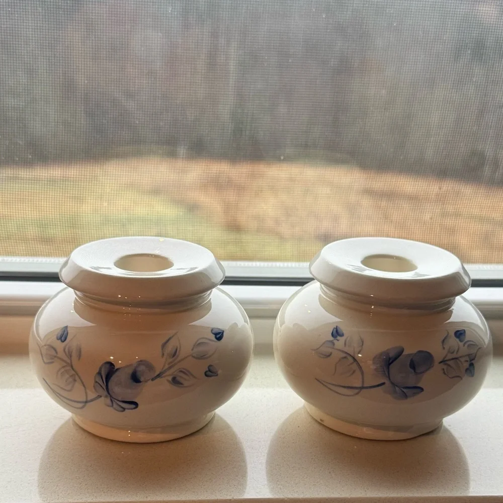 Vintage Hand-Painted Porcelain Candle Holders